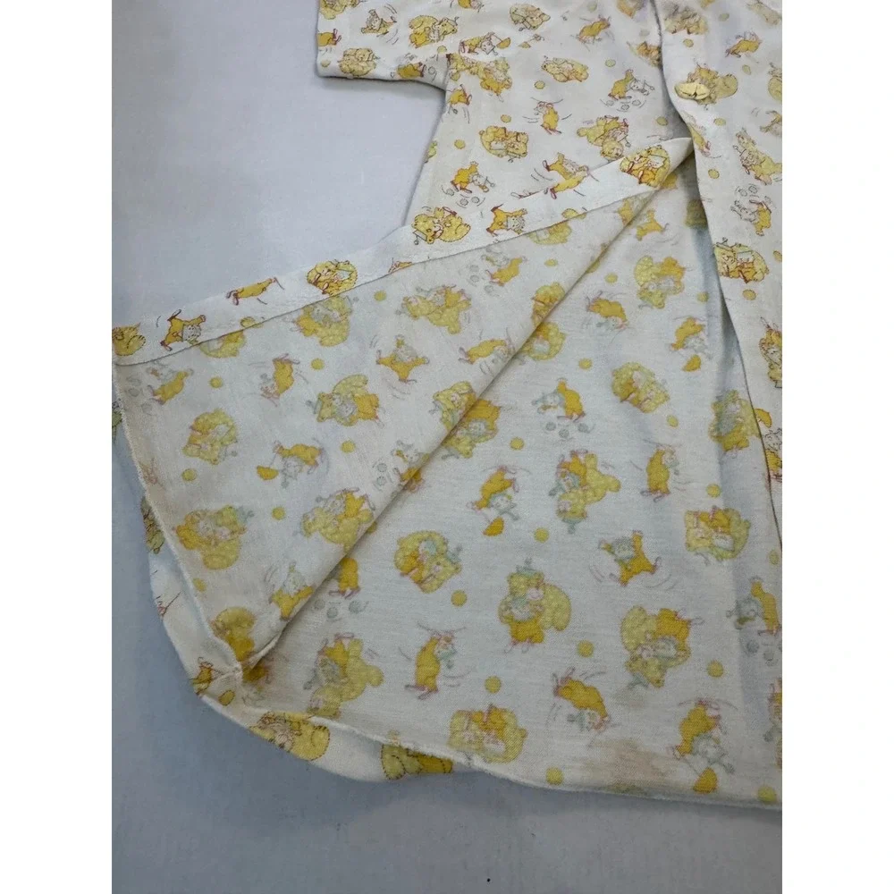 Vintage Carters Baby Gown Layette Yellow animal Print Short Sleeve USA